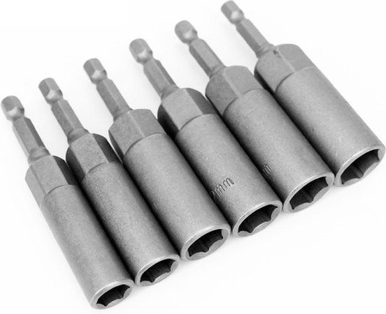 Universal Steckschlüsselsatz mit 1/4 Hex Schaft für elektrische Schrauber, Set aus tiefen Steckdosen in den Größen 8, 10, 12, 14 und 17 mm, Farbe: Silber