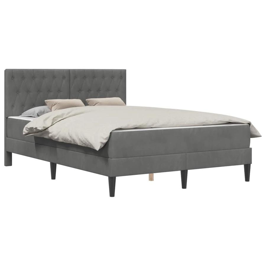 vidaXL Bettgestell mit Matratze aus Samt in Grau, B/T/H: 120 x 200 x 28 cm - Bild 2