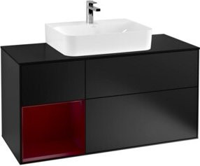 V&B Waschtischunterschrank Finion mit Wandbeleuchtung und Regal, Breite: 120 cm, Tiefe: 50,1 cm, Höhe: 50,1 cm, blau lackiert - Bild 1