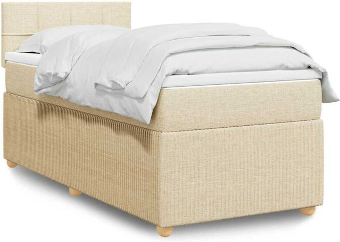 Vidaxl Boxspringbett mit Matratze aus Stoff in Beige und Weiß, B/T/H: 90 x 190 x 100,5 cm - Bild 1
