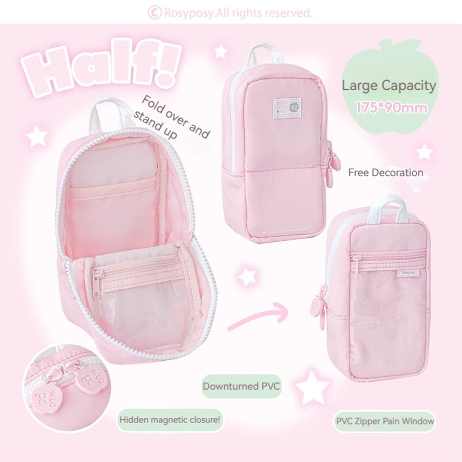 Magnetisches Federmäppchen für Mädchen aus Polyester mit durchsichtiger Aufbewahrungsschicht in Blau oder Pink - Bild 2