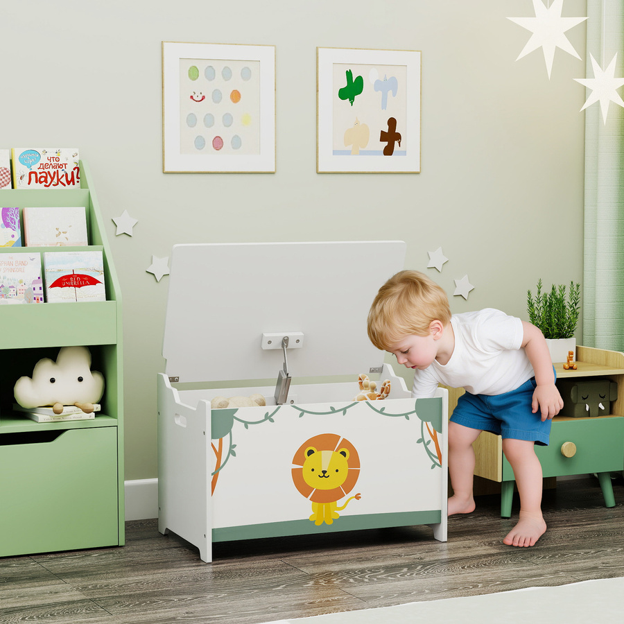 AIYAPLAY Spielzeug-Aufbewahrungsbox mit Klappdeckel und Gasdruckfeder, 53L, Grün - Bild 2