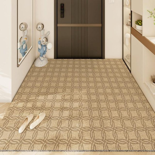 Moderne Rutschmatte für den Eingangsbereich mit Seidenring-Design in Beige, B/B: 80 x 120 cm - Bild 1