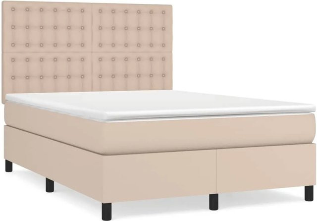 vidaXL Boxspringbett Hybrid mit Taschenfederkern in Cappuccino-Braun, B/T: 140 x 200 cm - Bild 1