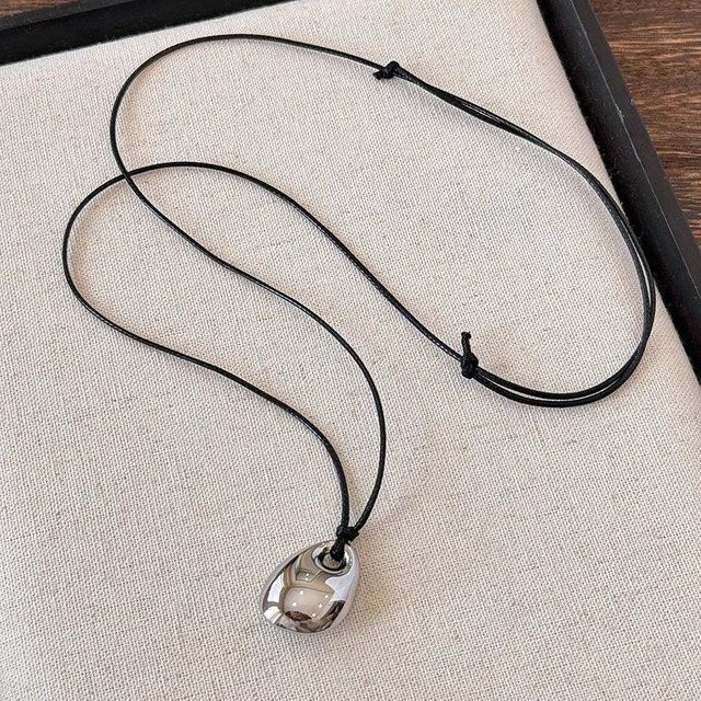 Lucky Star Jewelry Halskette, PU-Lederkordel, Bohnenanhänger, Silber, Unisex - Bild 1