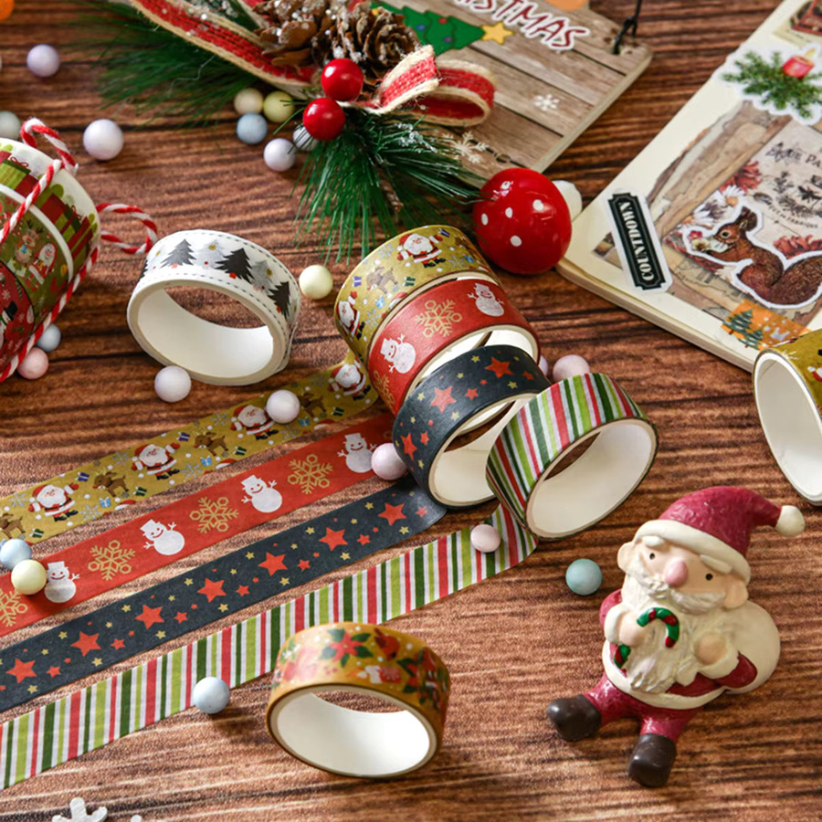 6 Rollen Washi-Tape mit Weihnachtsmotiv in Multicolour für DIY-Tagebuch-Dekorationen - Bild 3