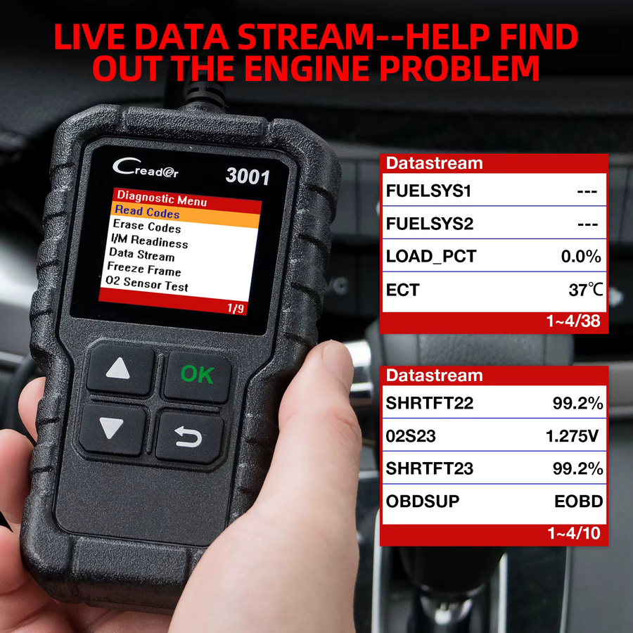 LAUNCH CR3001 OBD2-Codeleser Auto-Diagnosetool mit I/M-Motorbatterietester in Schwarz - Bild 5