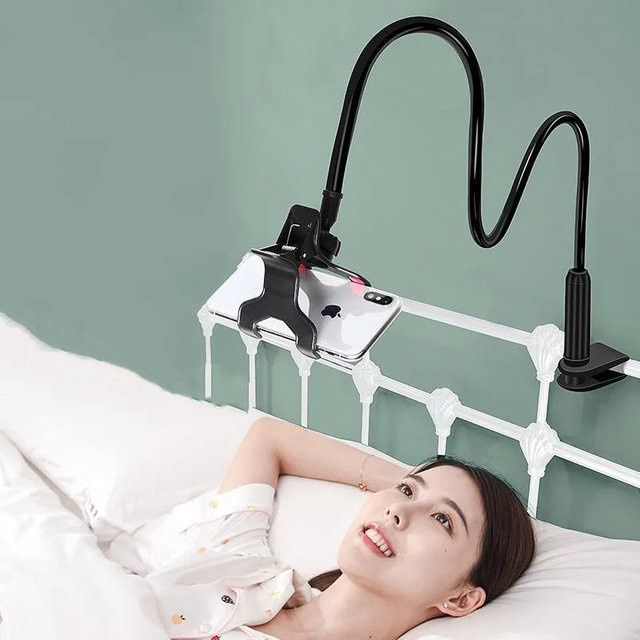 Universal-Handyhalterung flexibel und verstellbar mit Clip für Bett und Schreibtisch in Schwarz oder Weiß - Bild 1