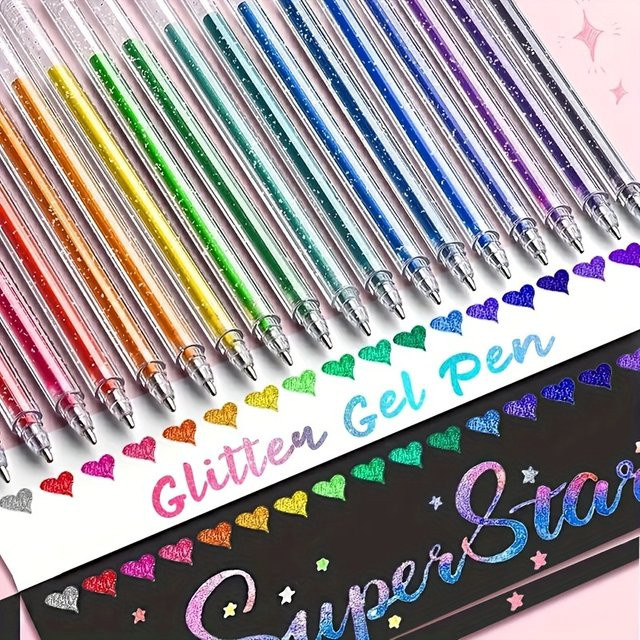 48-teiliges Glitzer-Gelstift-Set in Multicolour mit mittlerer Spitze und Tinte auf Wasserbasis - Bild 1