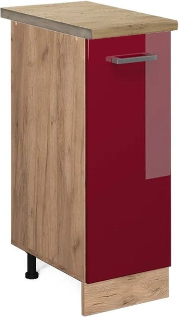 Vicco Apothekerschrank R-Line Bordeaux Hochglanz Goldkraft Eiche B: 30 cm, H: 81,6 cm, T: 19,73 cm - Bild 1