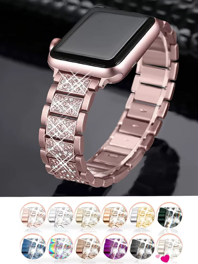 PEO Uhrenarmband Edelstahl, Roségold, Diamant, Kristall, Damen - Bild 3