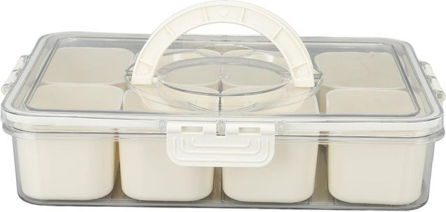 Multifunktionale CosyHome Servierplatte mit 8 Fächern aus Kunststoff, luftdicht und auslaufsicher, Farbe: Beige - Bild 1
