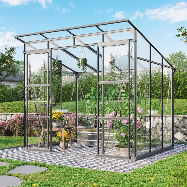 Vitavia Gewächshaus Playa 5900 Schwarz 5,9 m² mit Fundament und ESG-Glas - Bild 1