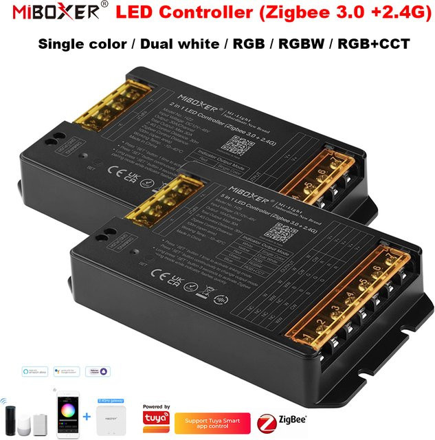 Miboxer Zigbee 3.0 und 2,4G RF LED Controller für RGB, RGBW und CCT LED Streifen, DC12-48V, max. 30A - Bild 1