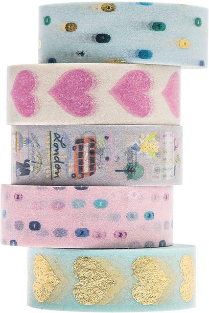 Rico Design Paper Poetry Washi Tape Set Travel the World, 5 Stück, Breite: 1,5 cm, Länge: 10 m pro Rolle - Bild 1