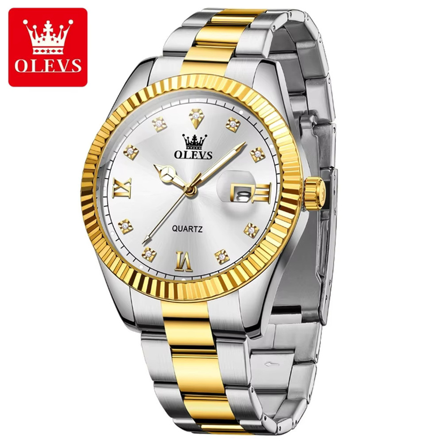 OLEVS Armbanduhr, Quarz, Edelstahl, Gold, Herren - Bild 2