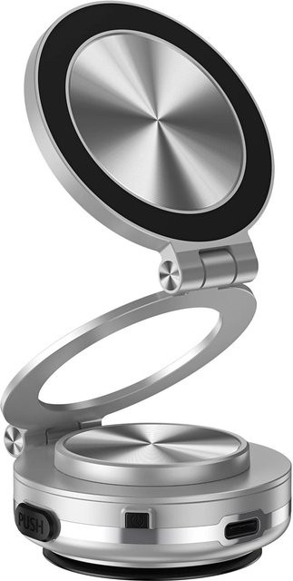 Kebidumei Magnetische Handyhalterung mit 15W kabellosem Ladegerät in Silber, 360 Grad drehbarer Vakuumsaugnapf-Halterung für Desktop und Windschutzscheibe mit GPS-Ständer - Bild 1