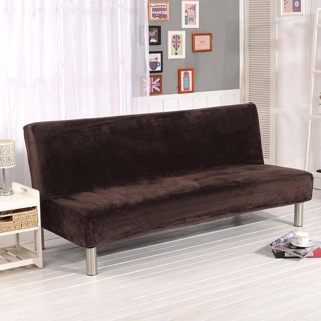 Leorate Samt-Plüsch-Sofa-Bettbezug ohne Armlehnen in Kaffeebraun, elastischer Stretch-Bezug mit geometrischem Muster für Sofa und Bett, Breite: 185 cm bis 210 cm - Bild 1