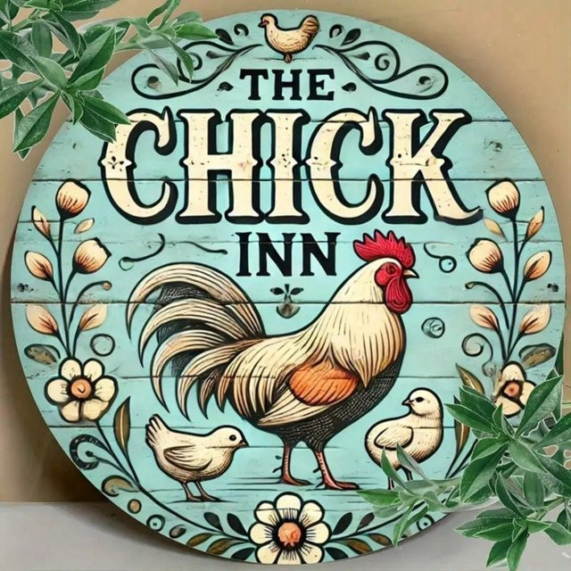 Potdemiel Chicken Inn Vintage-Wandkunst aus Eisen, quadratisch, B/H: 19,81 x 19,81 cm - Bild 1