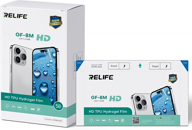 Relife GF-8M Hydrogel- und TPU-Folie für Sunshine C3 Mix Ultra UV-Vakuum-Laminiergeräte, transparent, 50 Stück, Breite: 12 cm, Höhe: 21 cm - Bild 1