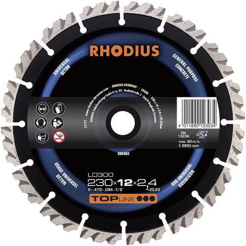 Rhodius LD300 Diamanttrennscheibe für Beton, Durchmesser: 230 mm, Bohrungs-Ø: 22,23 mm, Mehrfarbig - Bild 1