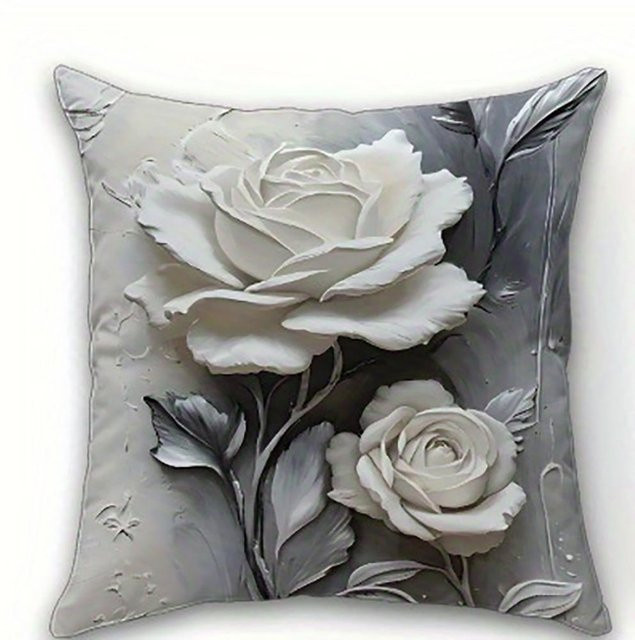 JMG Clothing Kissenbezug mit floralem 3D-Blumendesign in Weiß, B/B: 50 x 50 cm - Bild 1