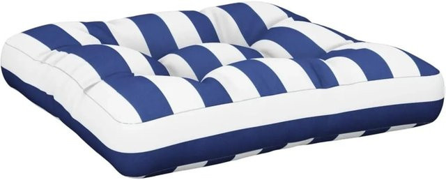 vidaXL Palettenkissen aus Oxford-Gewebe, Blau-Weiß Gestreift, B/T/H: 58 x 58 x 10 cm - Bild 1