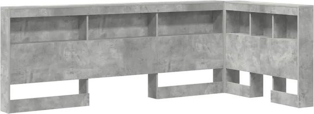 vidaXL Aufbewahrungskopfteil mit Regal in Betongrau, modernes Design mit USB-Ladeport und integriertem Ablagefach aus Holzwerkstoff und Metall, Breite: 90 cm, Höhe: 107,5 cm, Tiefe: 76,5 cm - Bild 1