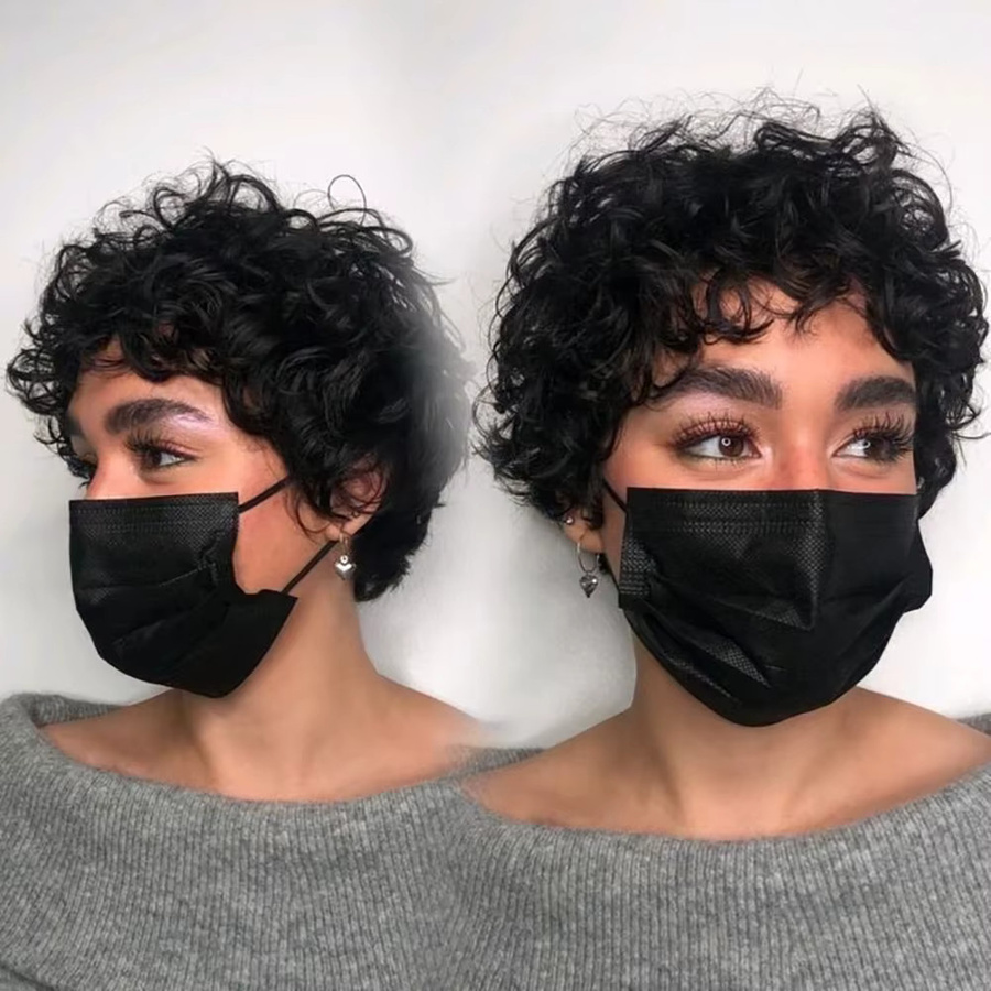 OYM HAIR Echthaar-Perücke, Pixie-Schnitt, lockig, Damen - Bild 6