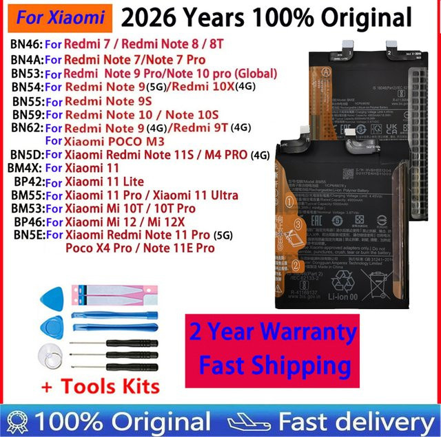 Original Akku für Xiaomi Redmi Note 10S 10X 11 11E 7 8 8T 9 9T 9S 10 Lite Mi 10T 12 12X K30S Pro POCO X4 M3 Ultra in Schwarz - Bild 1