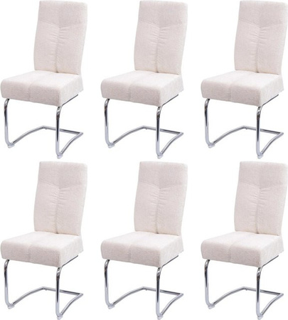 CHEFGASTRO 6er-Set Esszimmerstühle gepolstert aus Chenille in Creme mit Metallgestell, H x B x T: 105 x 46 x 60 cm, Sitzhöhe: 53 cm