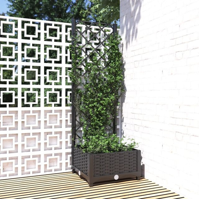 Vidaxl Gartenpflanzkasten mit Gitter in Schwarz, B/T/H: 40 x 40 x 121,5 cm - Bild 1