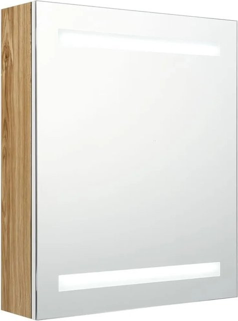vidaXL LED-Bad-Spiegelschrank in Weiß und Eichen-Optik mit integrierter Beleuchtung und Soft-Close-Türen, B/H/T: 50 x 60 x 14 cm - Bild 1