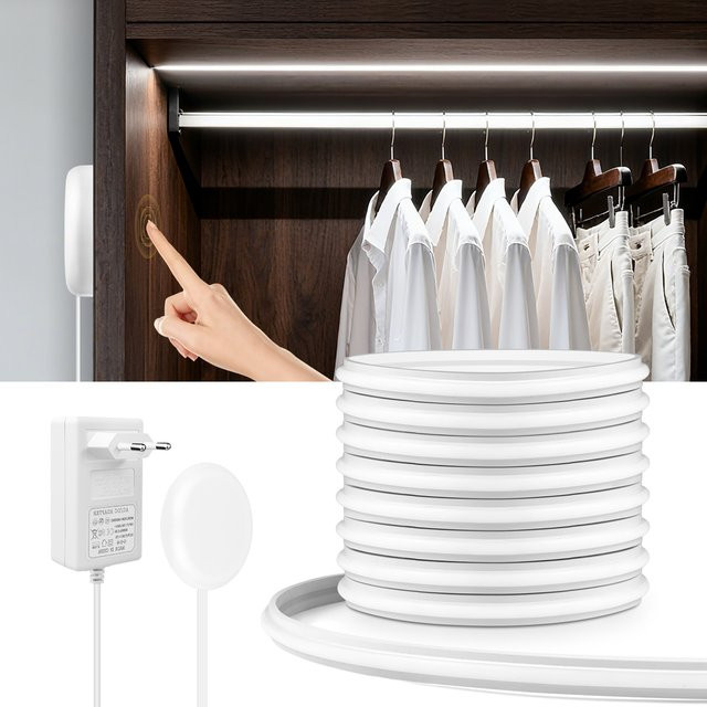 Gyarfas Neon COB LED-Streifen in Warmweiß, 24 V, dimmbar mit Touch-Sensor und Handscan, weißes Silikon-Design für Küche und Möbel - Bild 1
