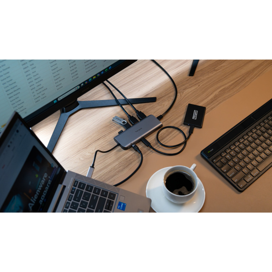 Targus Dockingstation Dual Video Mobile Dock in Silber mit USB-C, USB-A, HDMI und Ethernet/LAN für 4K UHD - Bild 2