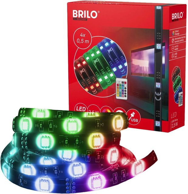 Brilo RGB TV-LED-Strip mit Fernbedienung, dimmbar und USB-Anschluss, Schwarz, 2 m - Bild 1