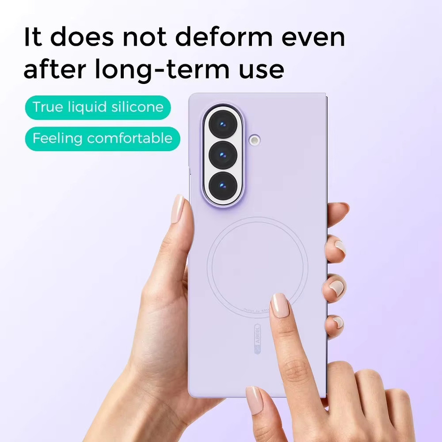 Original Soft Touch Flüssigsilikon-Magnethülle für Samsung Galaxy Fold 8Ultra, 8, 7, 6, 5 mit MagSafe Kompatibilität, stoßfeste Abdeckung in Beige oder Purple - Bild 3