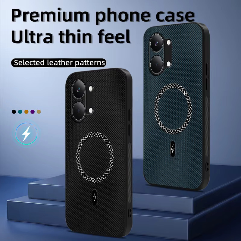 Ultradünne Lederhülle für Xiaomi Poco X8 Pro Max M8 Pro Poco X7 mit Magnetfunktion für MagSafe Wireless Charging in Schwarz - Bild 2