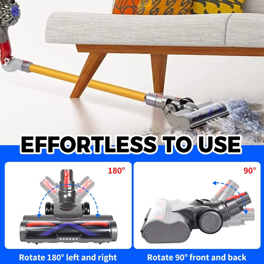 Elektrischer Rollenbürstenkopf für Dyson V7 V8 V10 V11 V15 mit Schnellverschluss für Hartböden und Kurzflor-Teppiche aus Kunststoff - Bild 3