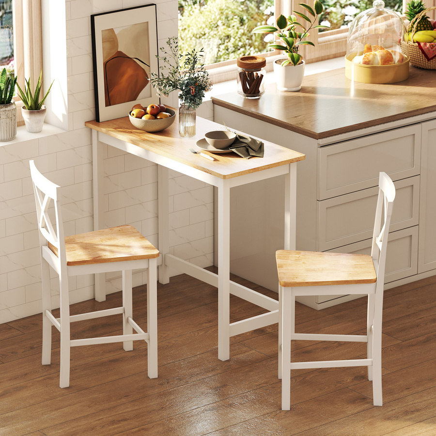 HOMCOM Bartisch Stehtisch aus Massivholz in Eiche Optik, moderner Küchentisch für Wohnzimmer und Esszimmer, B: 108 cm, T: 48 cm, H: 91 cm - Bild 2