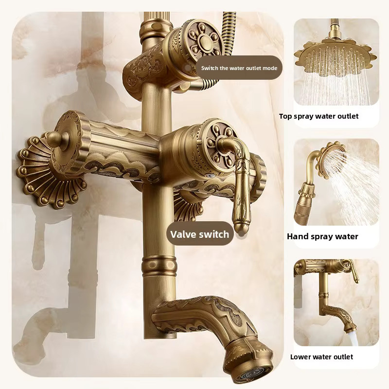 ZGRK Duschset im antiken Stil mit Regenbrause und Sprühkopf in Retro-Design - Bild 2