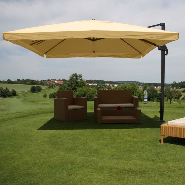 MCW Gastronomie-Ampelschirm A96 aus Aluminium und Polyester in Creme/Beige, B/T: 350 x 350 cm - Bild 2