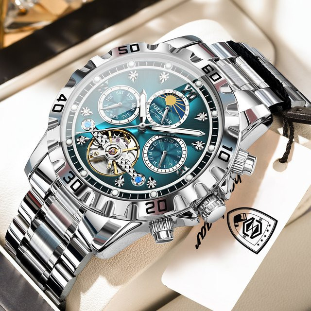 POEDAGAR Armbanduhr Automatik, Edelstahl, Blau, Herren - Bild 1