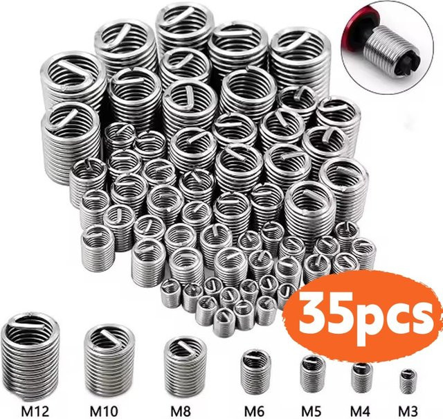 35-teiliges Gewindereparaturwerkzeug Set aus Edelstahl in Silber - Bild 1