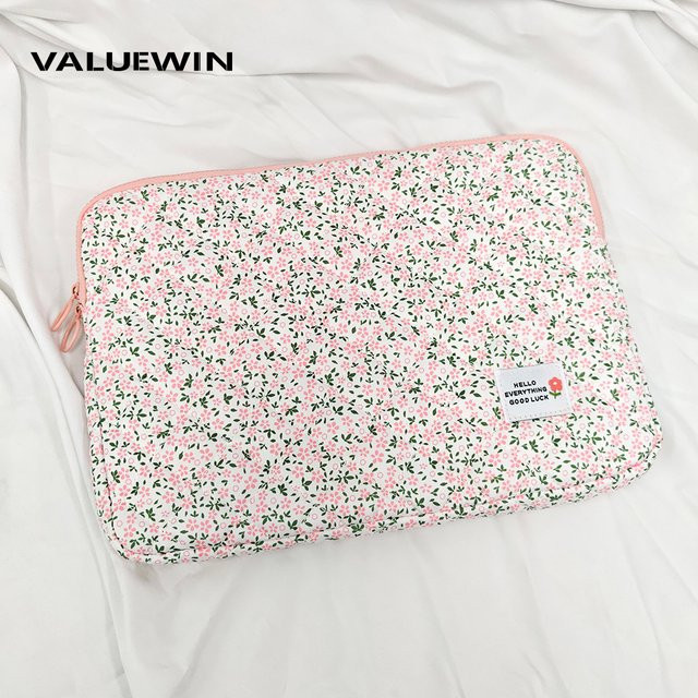 ValueWin Gesteppte Laptoptasche mit Blumendruck in Pink und Multicolour, Schutzhülle für Laptops bis 40,6 cm - Bild 1