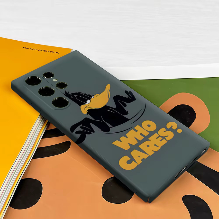 Stoßfeste Doppelschicht Handyhülle mit Daffy Duck Design für Samsung Galaxy S26 S25 S24 S23 Ultra Plus, Farbe: Grau - Bild 3