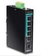 Trendnet TI-PG541 Industrial Ethernet Switch mit 4 x 10/100/1000 PoE+, 1 x 10/100/1000 und 1 x Gigabit SFP in Schwarz, DIN-Schiene Montage - Bild 1