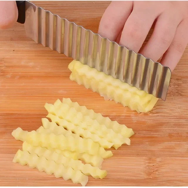PDQ Edelstahl Crinkle Slicer für Kartoffelchips, Gemüse und Obst in Silber und Schwarz - Bild 1