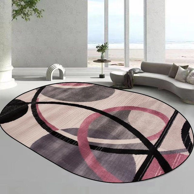Karpetti Ovaler Teppich mit abstraktem geometrischem Design, Waschbar und Rutschfest, Mehrfarbig, B: 200 cm, T: 300 cm - Bild 1