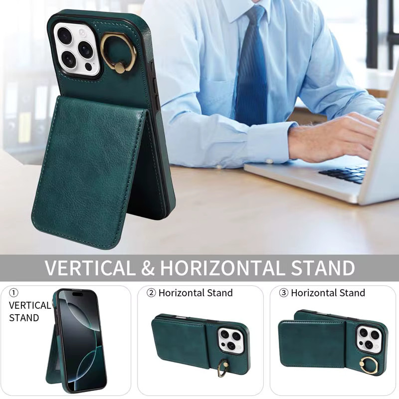 Leder-Handtasche mit Kartenfächern als Schutzhülle für iPhone Modelle in Gold - Bild 3